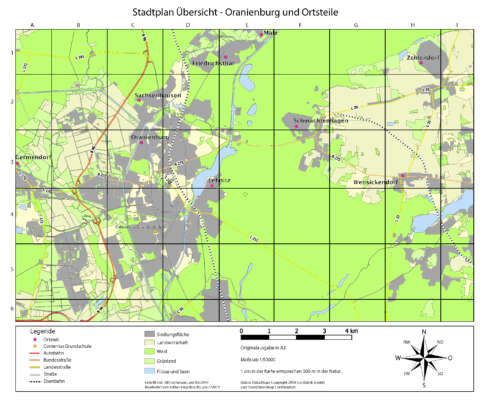 Stadtplan Übersicht - Oranienburg und Ortsteile